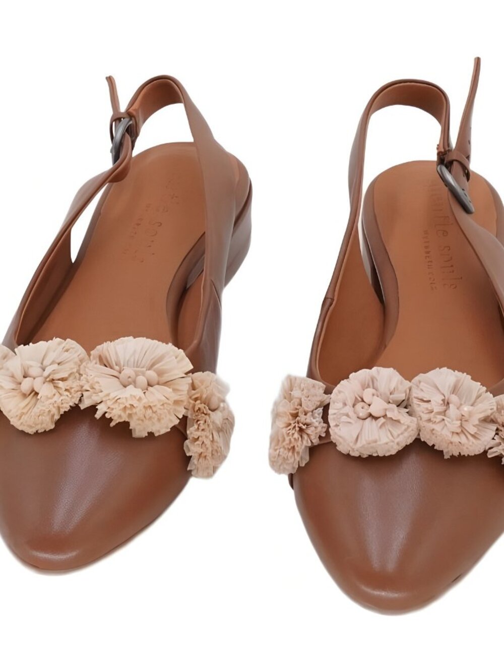 Gentle Souls Anana Poi Pom Pom Slingback Sandal Luggage Leather Sz 8.5M - Picture 5 of 6